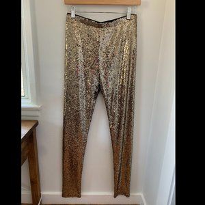 Gianni Bini Gold Sequined Leggings | Size Medium
